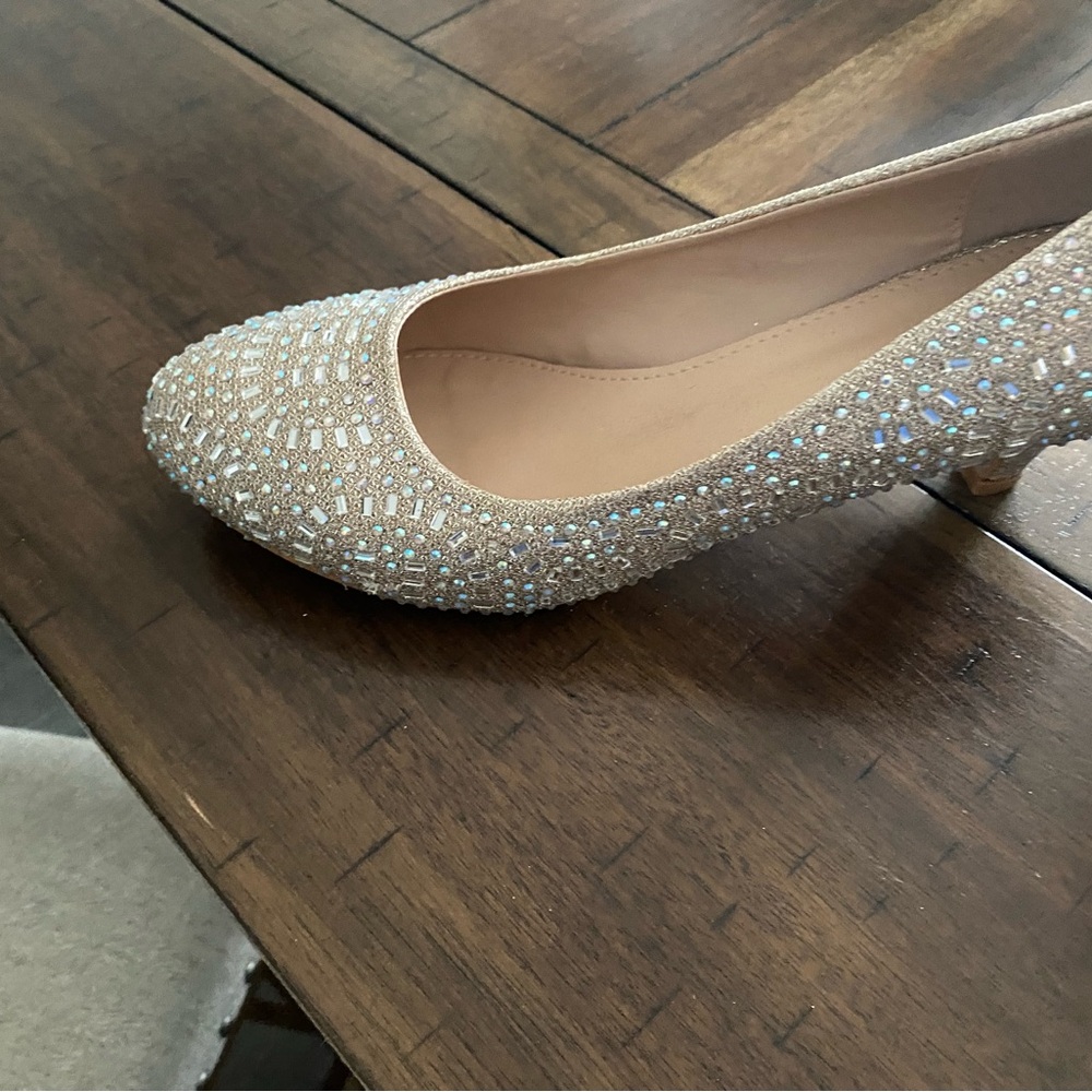 Forever 21 Sparkling Rhinestone Heels - Beige